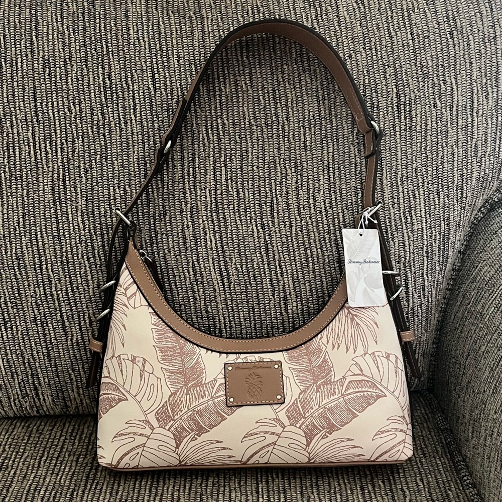 Tommy Bahama Tan Palm-Print Shoulder Bag